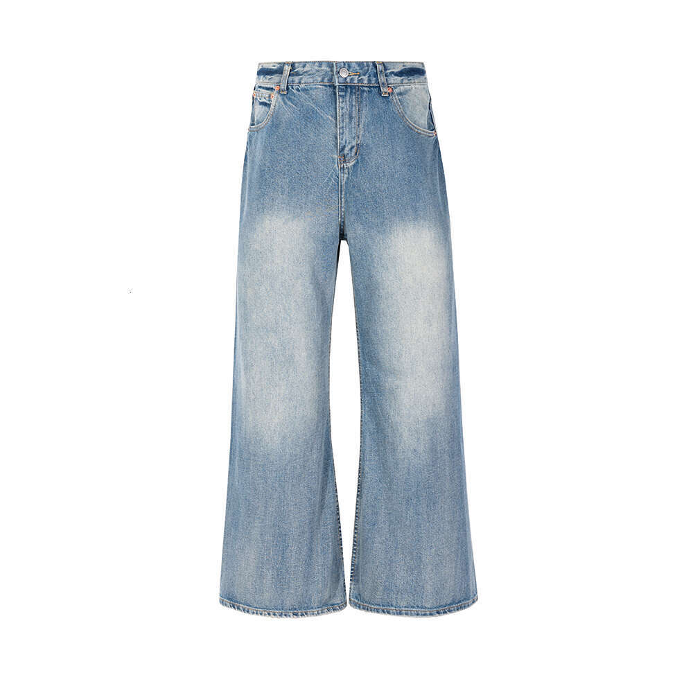 Hip Hop New Branch Pattern Washed Jeans Unisex Straight Baggy Y2K Denim Trousers Vintage Blue Loose Casual Cargo Pants Oversized