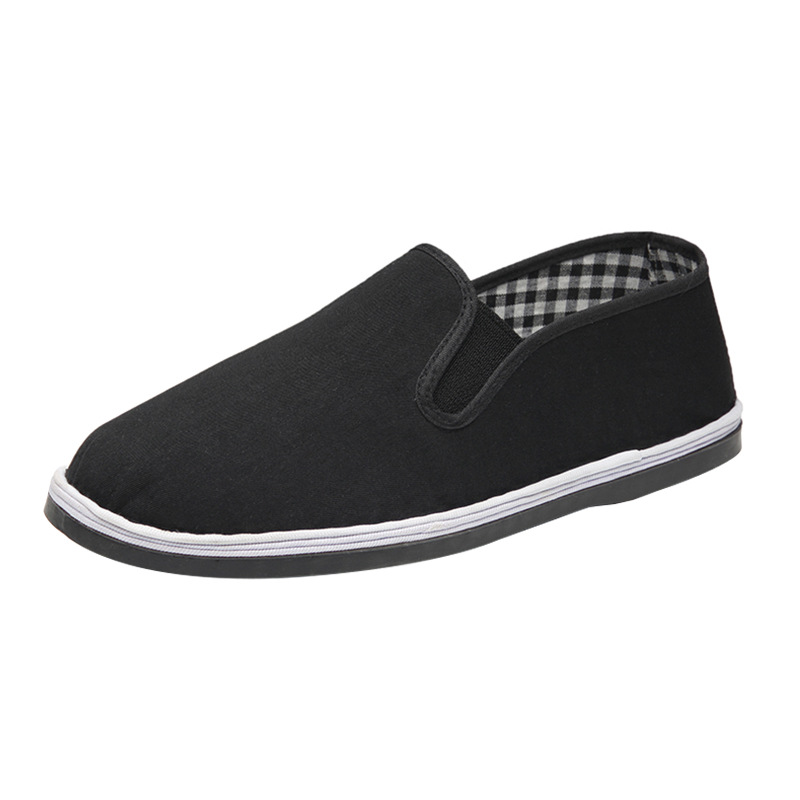 Mens Shoes Casual Canvas Spring Summer Slip-on Unisex Man Fashion Sneakers Flats Breathable Light Black