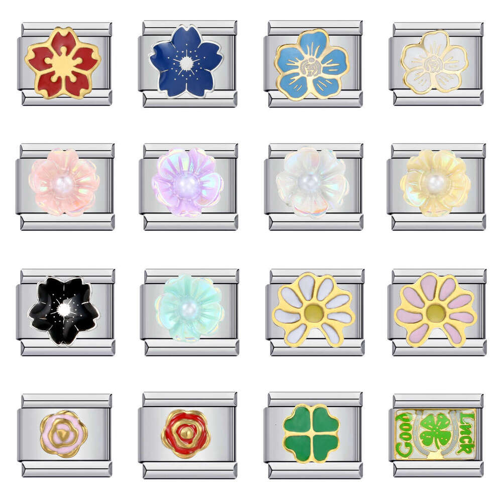 Wer World Bead Titanium Steel Welded Enamel Bracelet DIY Elastic Splicing Strap Chain Italian Charm Links Fit 9Mm Bracelet Jewelry DIY Making Gifts