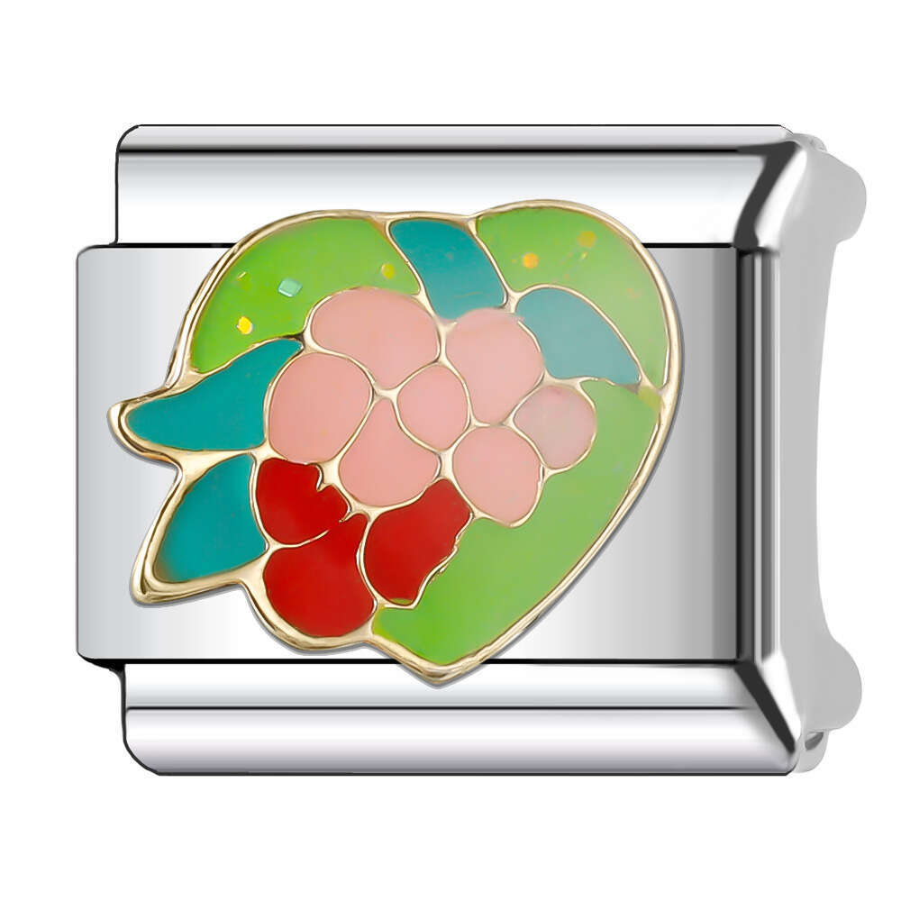 New Women's Gift Romantic Flower Bead Italian Charms Links Bangle Beads Fit 9mm Stainless Steel Bracelet Making DIY For Women Fashion Jewelry