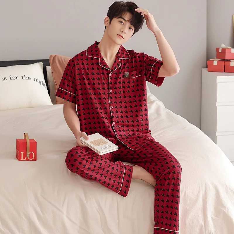 110KG Plus Size Men Imitation Cotton Pajamas Set 2 Piece Button Down Sleepwear Long Pants Loungewear with Pockets Home Clothes Y240913