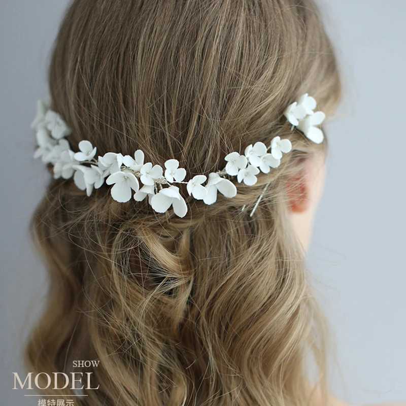 Handmade High Quality Ceramic Flower Hair Combs Hair Accessories for Women Brides Wedding Tiara on The Head Ornaments HairpinsX240913