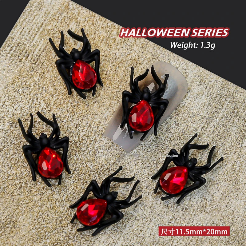 Big Spider Halloween Nail Art Punk Spider Shaped Crystal Rhinestones Halloween Nail Art Jewelry Gems for Manicure Decoration 240910