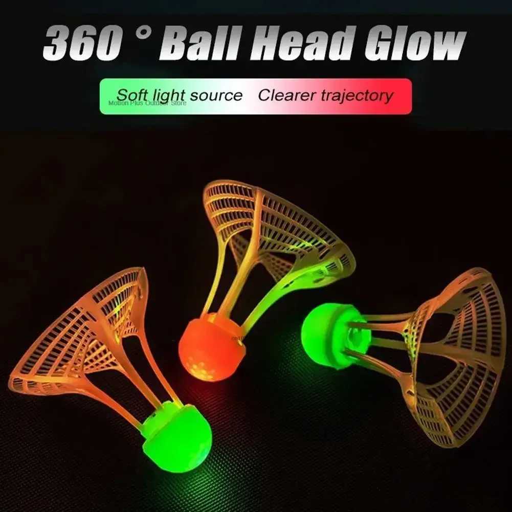 1pc Dark Night LED Badminton Foam Head Luminous Lighting Badminton Glowing Lighting Ball Luminous Shuttlecock Outdoor Game Y240912