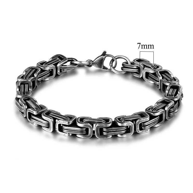 MKENDN Mens vintage 5-10mm Stainless Steel Byzantine Curb Cuban Link Chain Bracelets for Men Unisex HIp-HOP Wrist Jewelry GiftsX240913