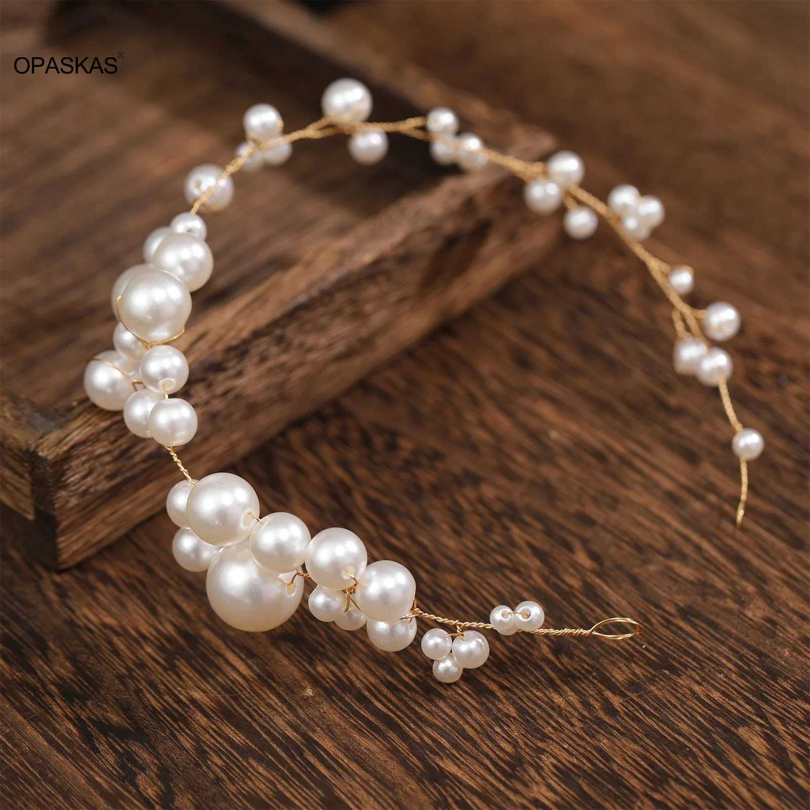 Bridal Sweet Headband Headpieces Banquet Pearls Headdress Simple Chain Hair Vine For Banquet Wedding Masquerade Hair JewelryX240913