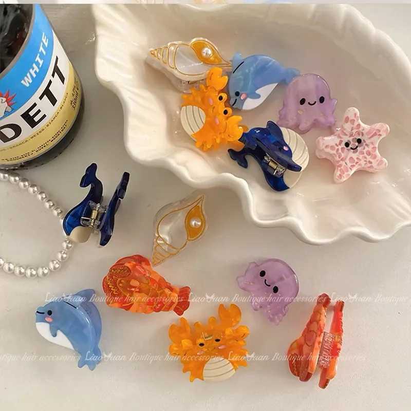 1/2pcs Funny Shark Starfish Hair clip claw for girls cute seashell hairclip women small hair clip star hairpin accessoiresX240912