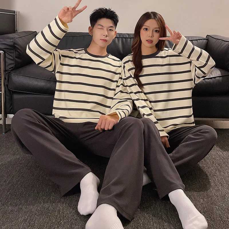 Cotton Couple Pajamas Sets for Women Men Plus Size Sleepwear Comfortable Homewear Autumn Spring Leisure Loungewear Pijamas Y240913
