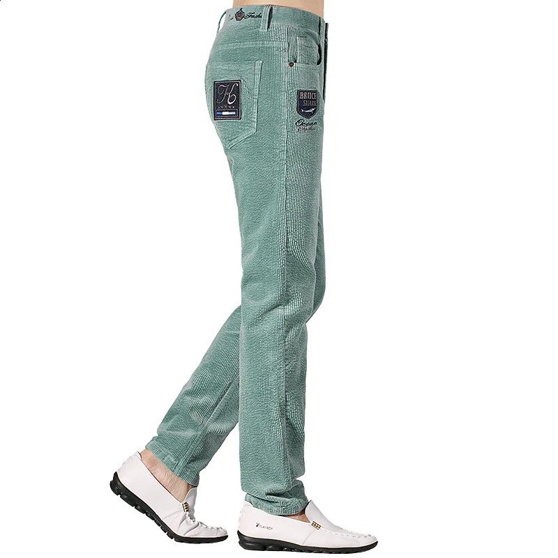 Winter Mens Blue Corduroy Trousers Comfortable Fashion Straight Stretch Mans Pants Heavy Cotton Top quality Big Size 40 240904