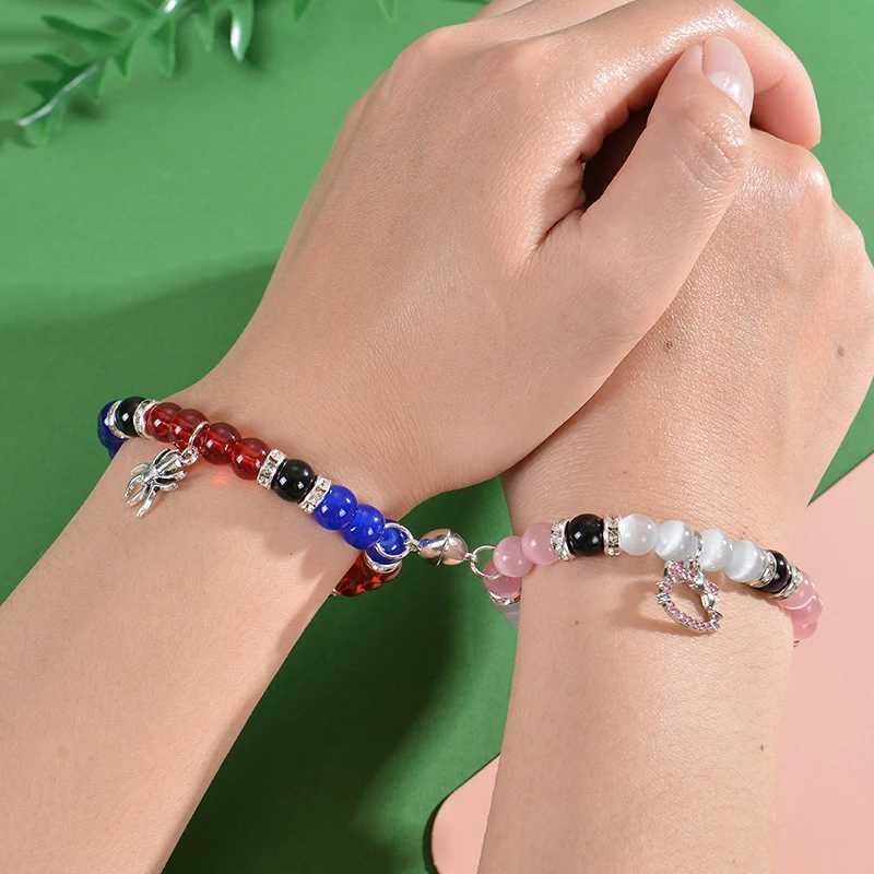Matching spider bracelets for couples matching heart magnets to attract charm friendship bracelets for couples jewelry gifts W240913