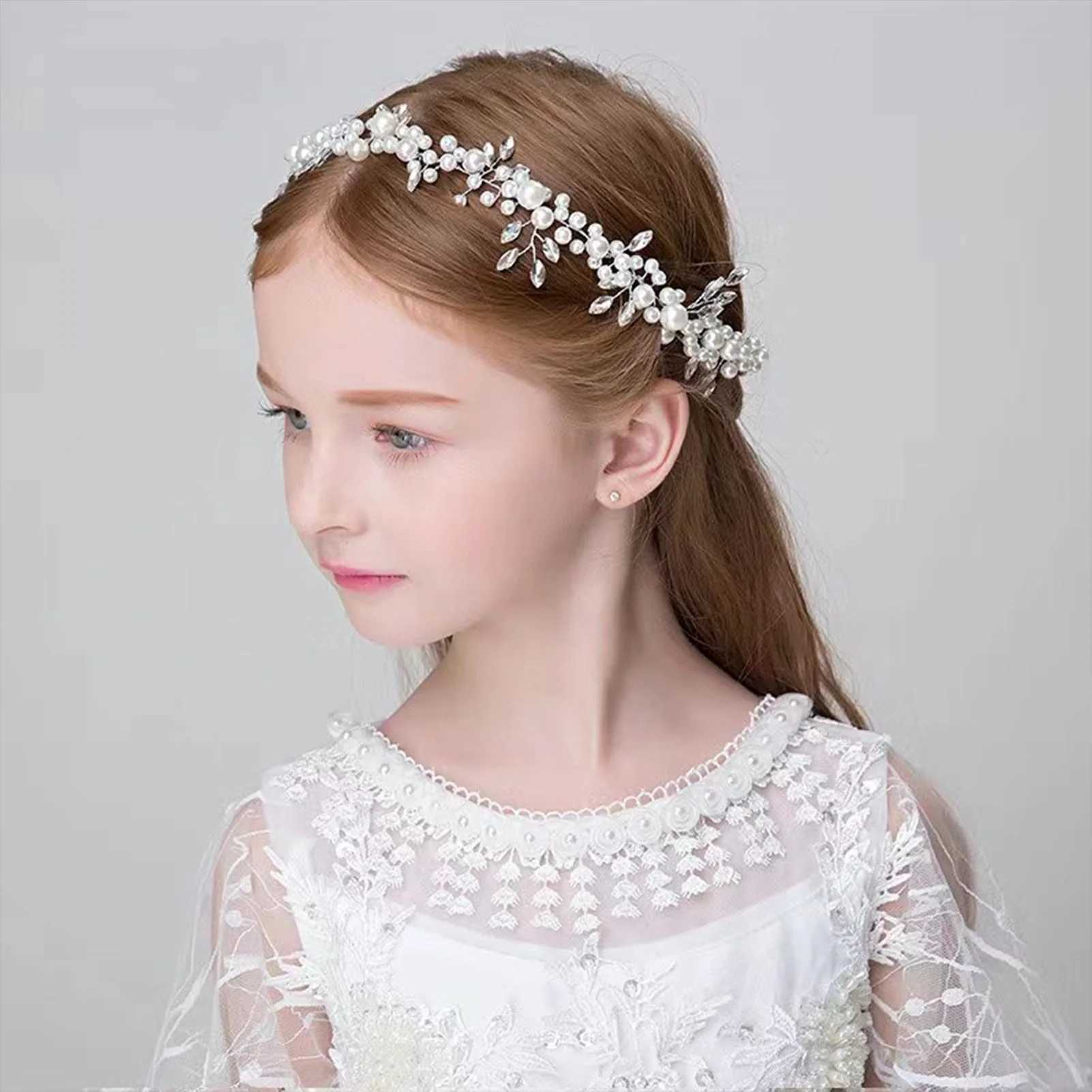Pearl Rhinestone White Flower Headband Women Wedding Hair Accessories For Women Bride Tiara Headband Hair Jewelry HairbandX240913
