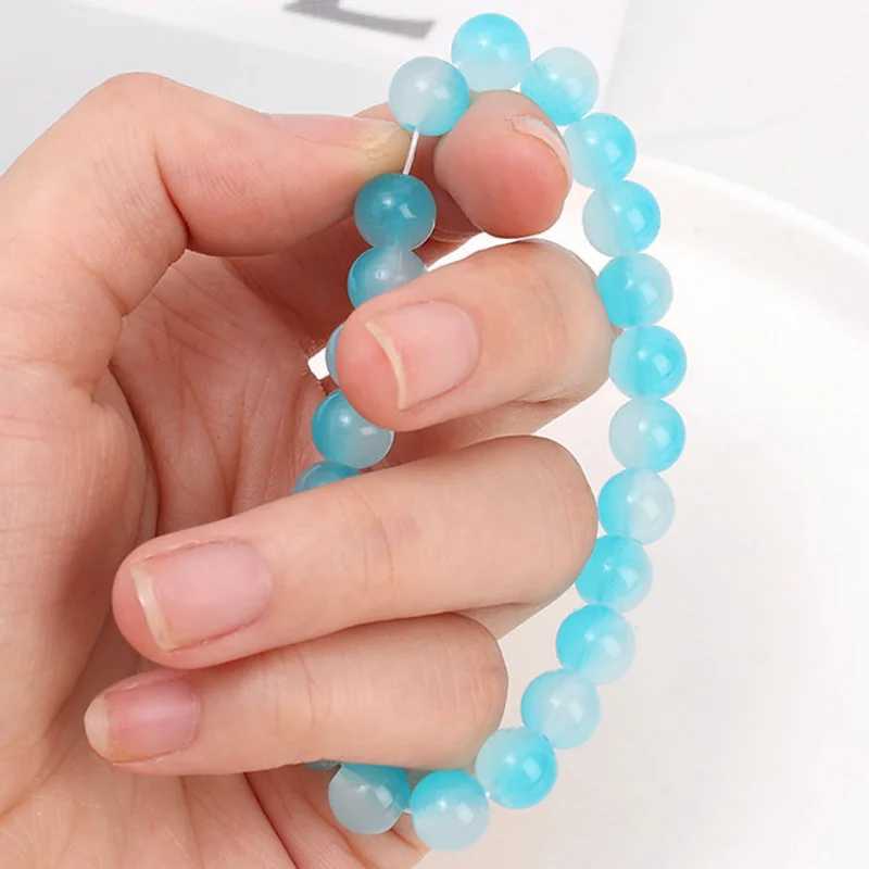 Fashion Pink Crystal Quartz Natural Stone Bracelet Elastic Spiritual Healing Energy Chain Bracelet Jewelry Beads Lover Gift W240913