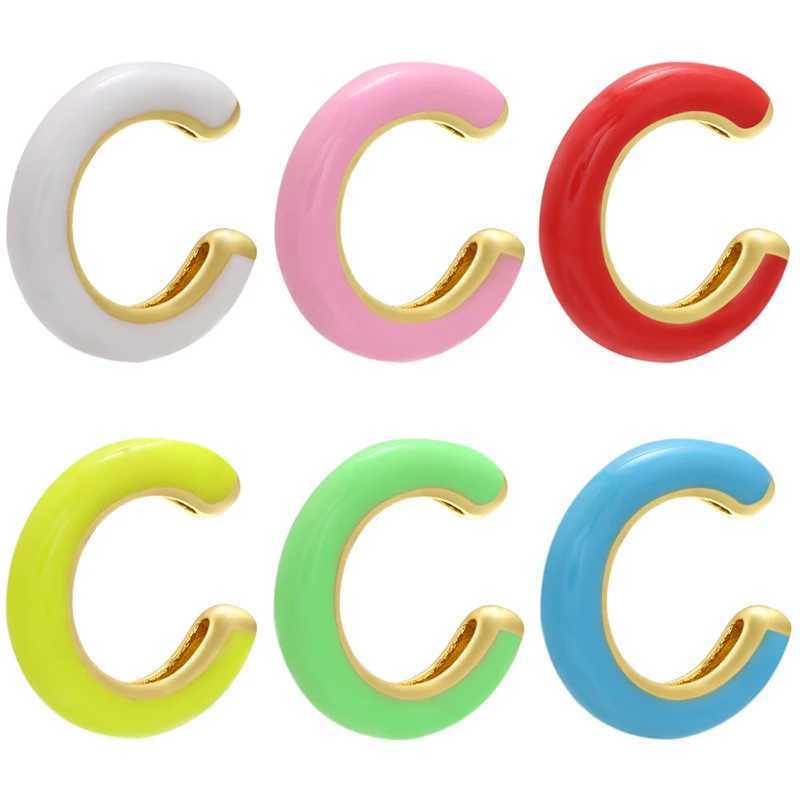 ZHUKOU 1 piece C shape Enamel Ear cuffs for women/men 2020 NEW popular Clip-on earrings fake piercing earring Jewelry VE273X240913