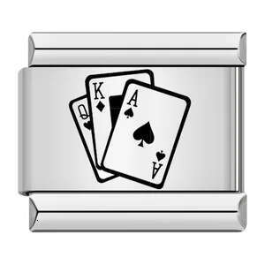 Hot Sell Laser Engraving Chess Card Entertainment Pattern Titanium Steel DIY Italian Bracelet Charm Links Stainless Steel Fit 9Mm Bracelet Jewelry Mak