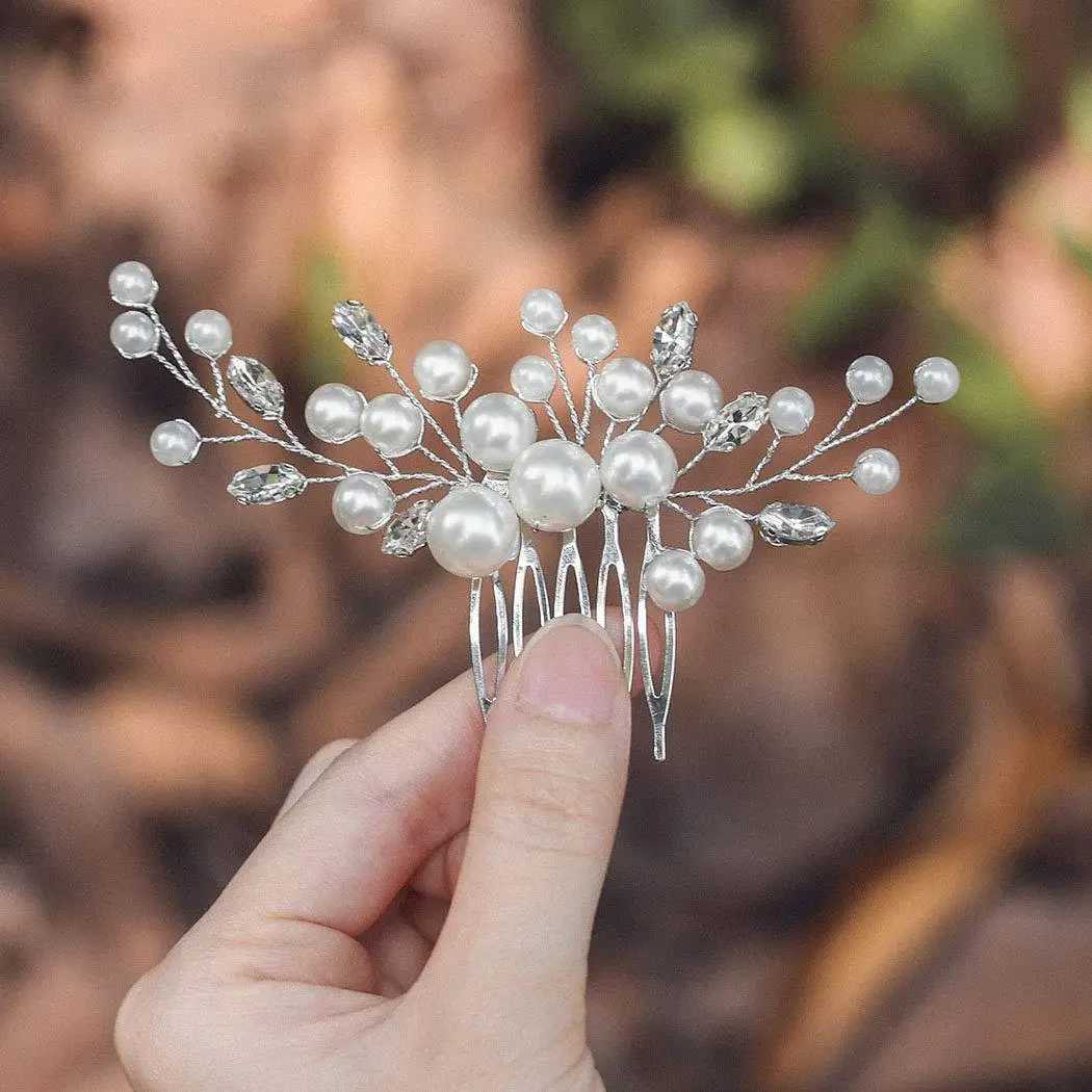 Wedding Alloy Pearl Hair Comb Jewelry Girls Handmade Hairpin Hair Comb Bridal Tiaras Wedding Hair Accessory Jewelry GiftX240913