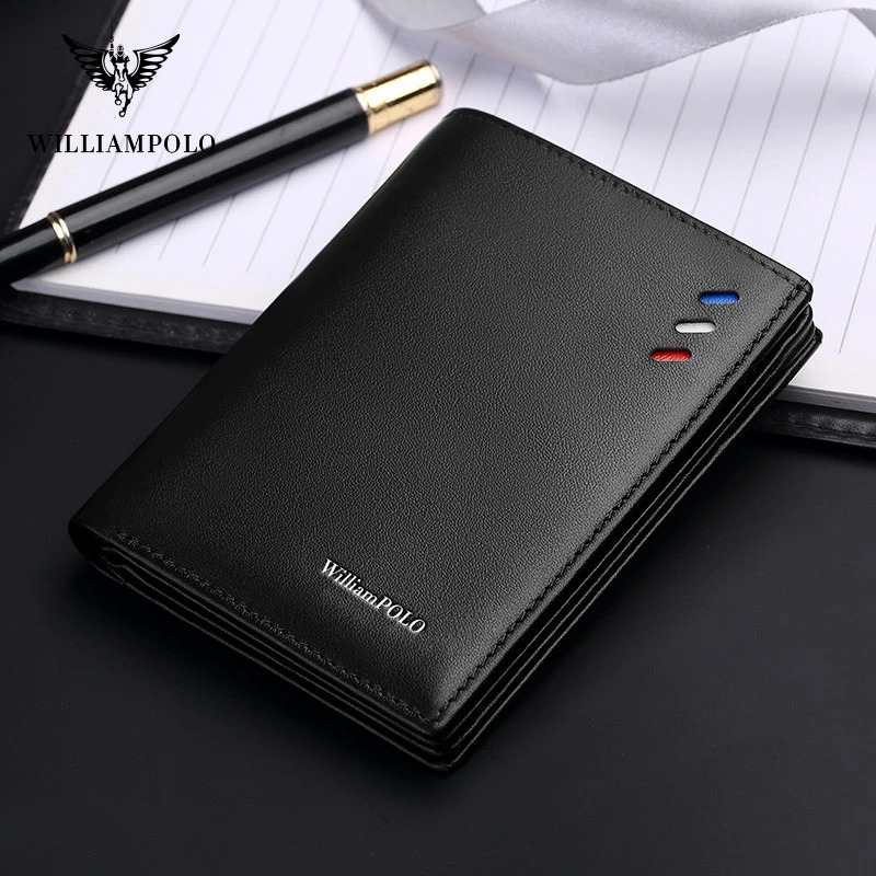 Men's Black Leather - Genuine hot Cowhide RFID Blocking Wallet for Men