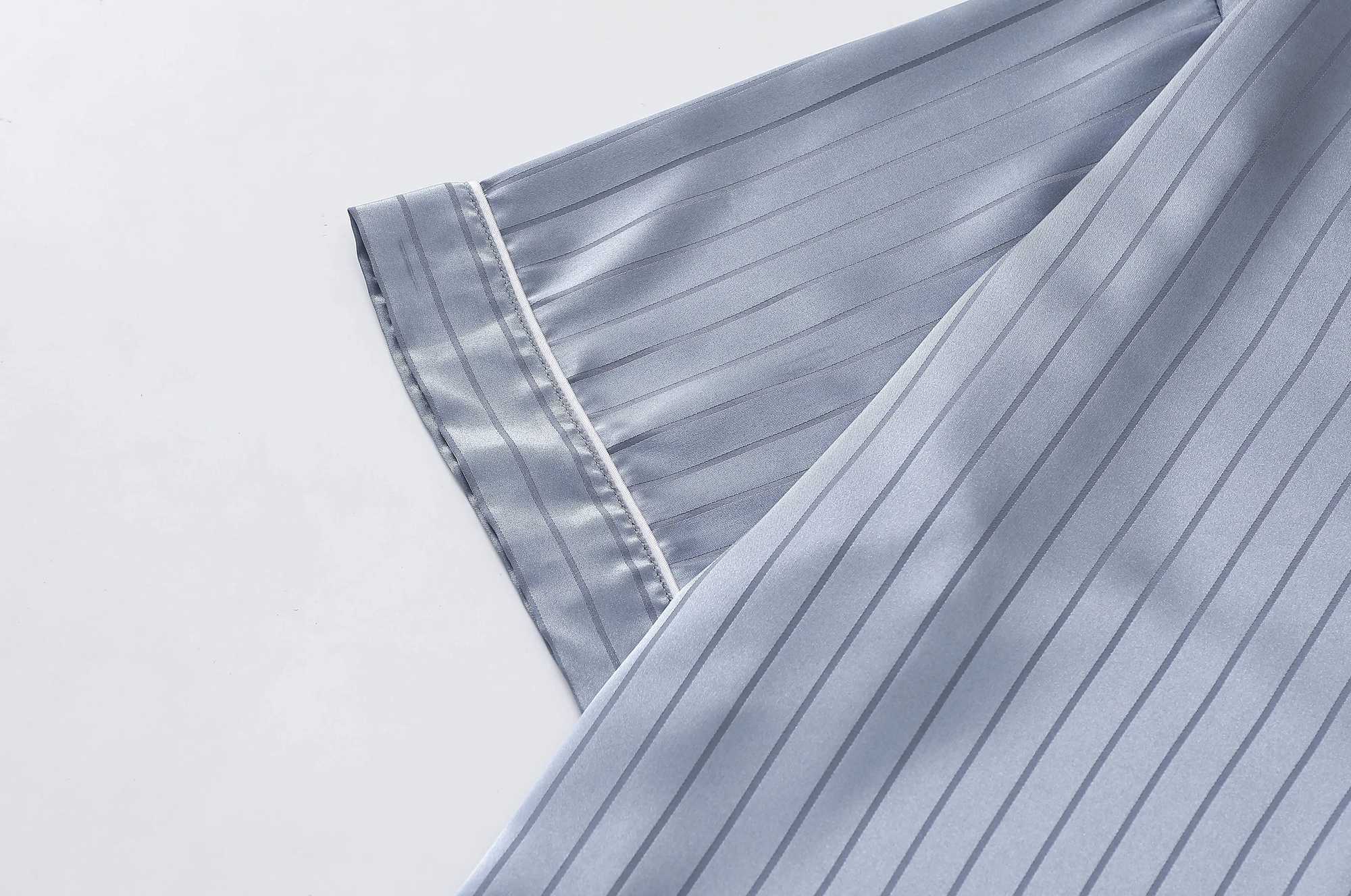 Summer new mens cool ice silk jacquard pajama two-piece set Y240913