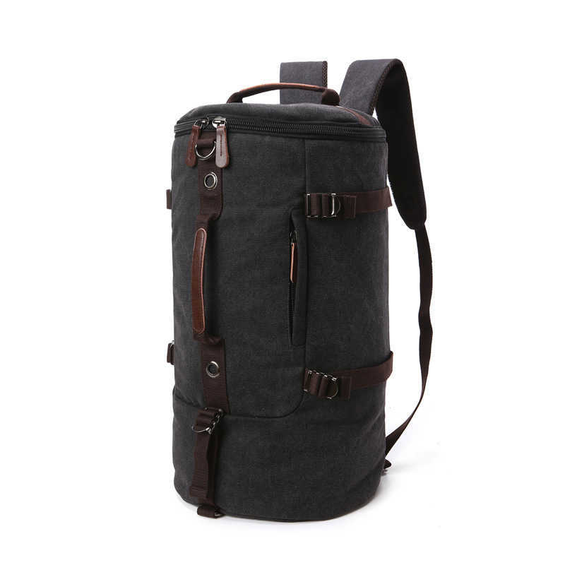 canvas cylinder bag large capacity double shoulder bag single shoulder portable messenger three-purpose bag men's Travel Backpack 240915