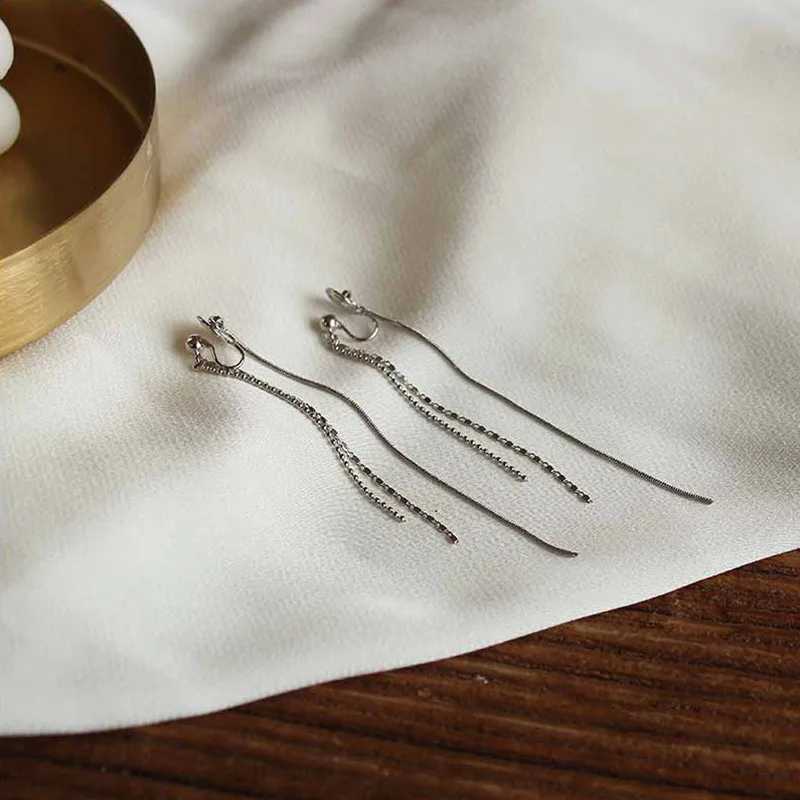 Temperament Tassel Long Drop Earrings Women Painless Mosquito Coil Ear Clip Without Piercing Jewelry Ear CuffX240913