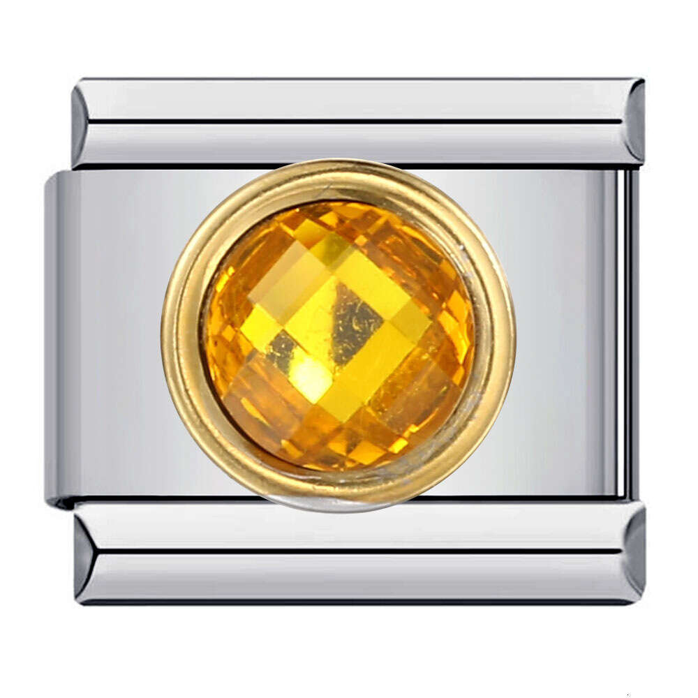 New Micro Inlaid Color Zircon Beads Bracelet Titanium Steel Gold Plated DIY Italian Charm Links Stainless Steel Fit 9mm Bracelet Jewelry DIY Making Gi