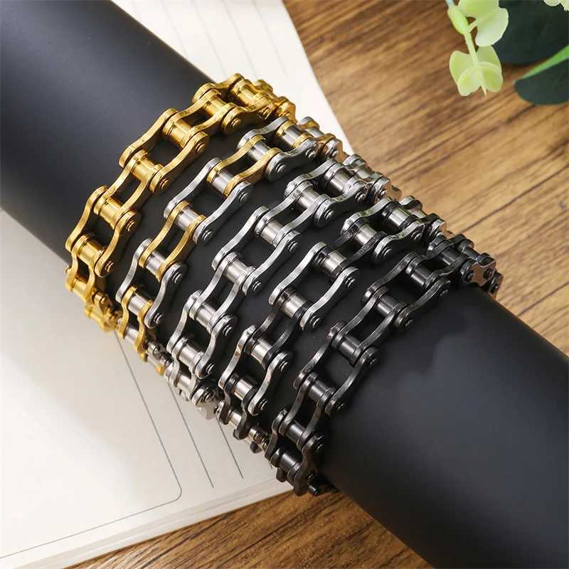Stainless Steel Biker Chain Bracelet Mens Bracelet Link Chain Motorcycle Bicycle Style Bracelets Fashion Punk Bangles JewelryX240913