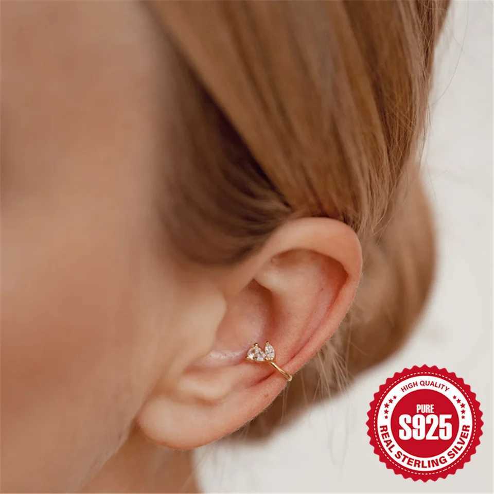 CANNER Simple Water Droplet Design Ear Cuff Clip Earrings Girl Gold Plated Zircon No Pierced Hole Women Cartilage Jewelry PartyX240913