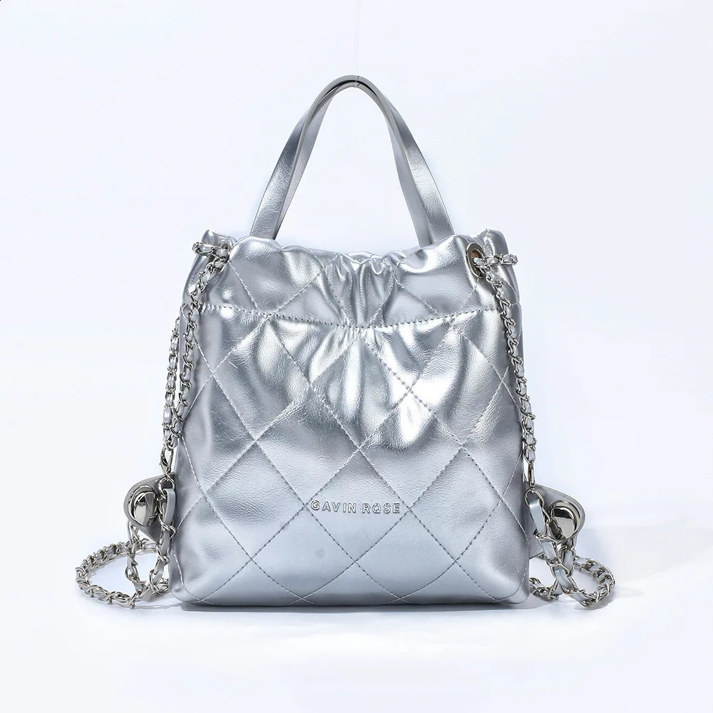 Korean Ins style diamond checkered backpack for women solid color backpack high-end brushed PU leather handbag 240912