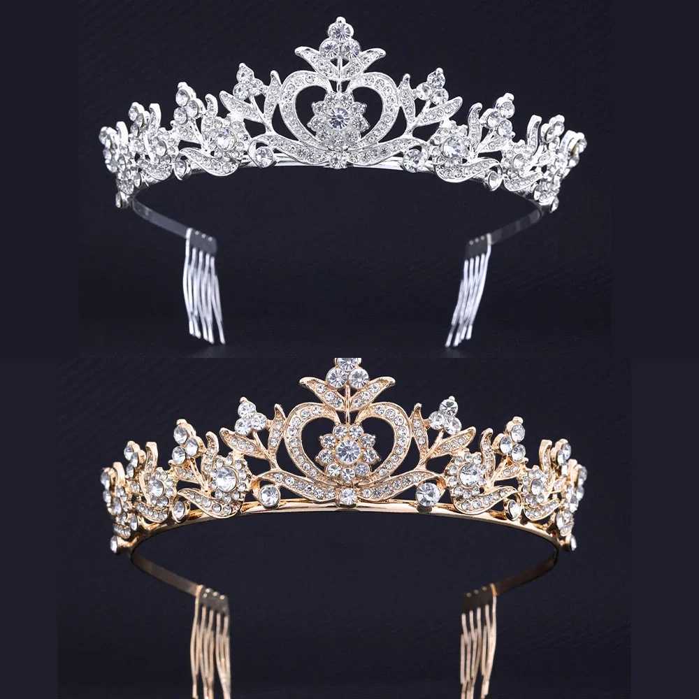 Gold Silver Color Bridal Headwear Crystal Crown Hair Comb Ladies Exquisite Dazzling Luxurious Birthday Party Hair AcessoriesX240913