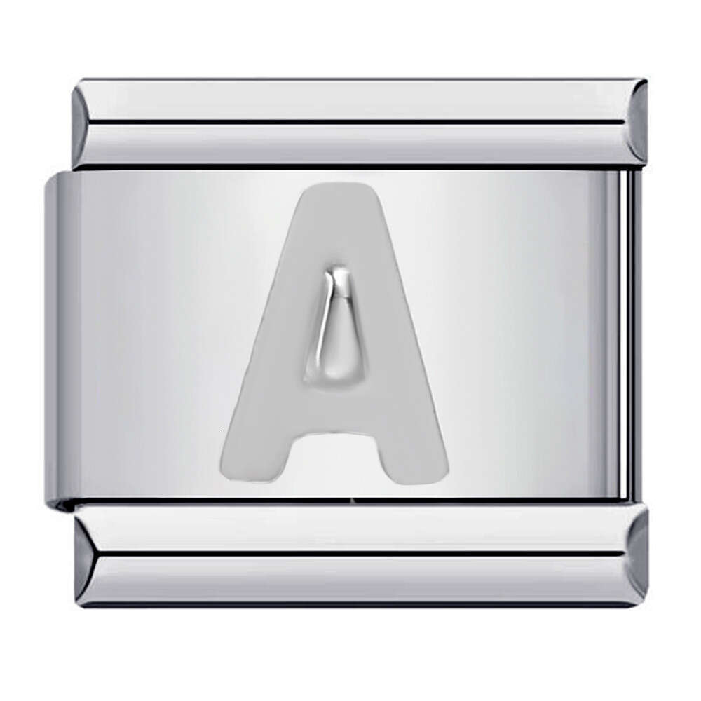 New Titanium Steel Sier Concave 26 English Letter Italian Module Bracelet DIY Italian Charm Links Stainless Steel Fit 9Mm Bracelet Jewelry DIY Making 