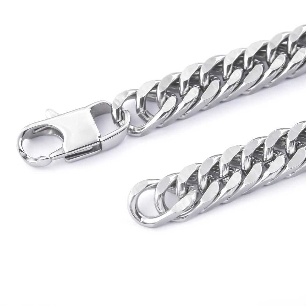 Stainless Steel Man Chain Bracelet Male Double Cube Link Chain On Hand Hip-hop Punk Style Bracelet For Men Jewelry Colar GiftsX240913