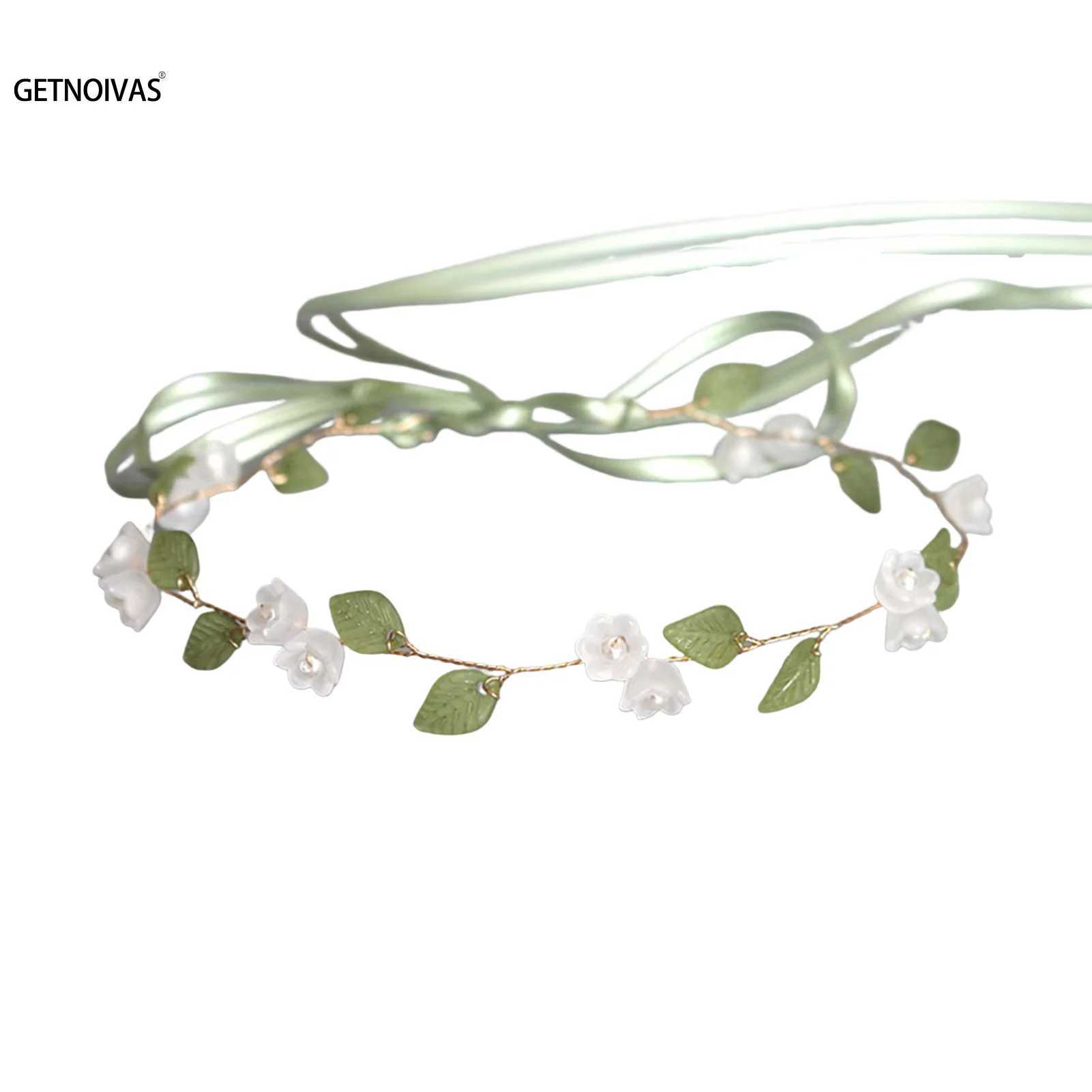 Elegant Girls Bridal Headband Imitated Pearl Crowns Girls Bridal Wedding Headband Floral Garland Romantic Flower Headband GirlsX240913