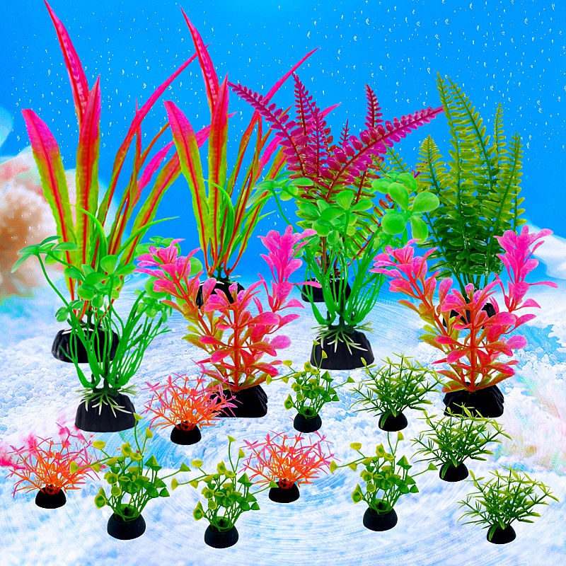 18PC Fish Tank Simulation Plant Aquarium Artificial Decor Plants Ornament Water Grass Fish Bowl Plastic Decoration