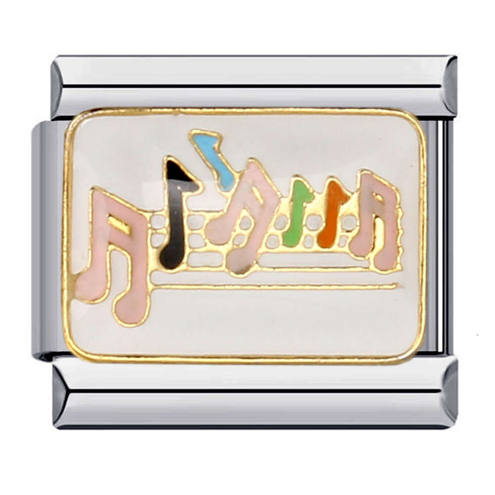 New Titanium Steel Gold Plated Welding Pattern DIY Module Italian Charm Bracelet Links Stainless Fit 9Mm Jewelry Making Gifts