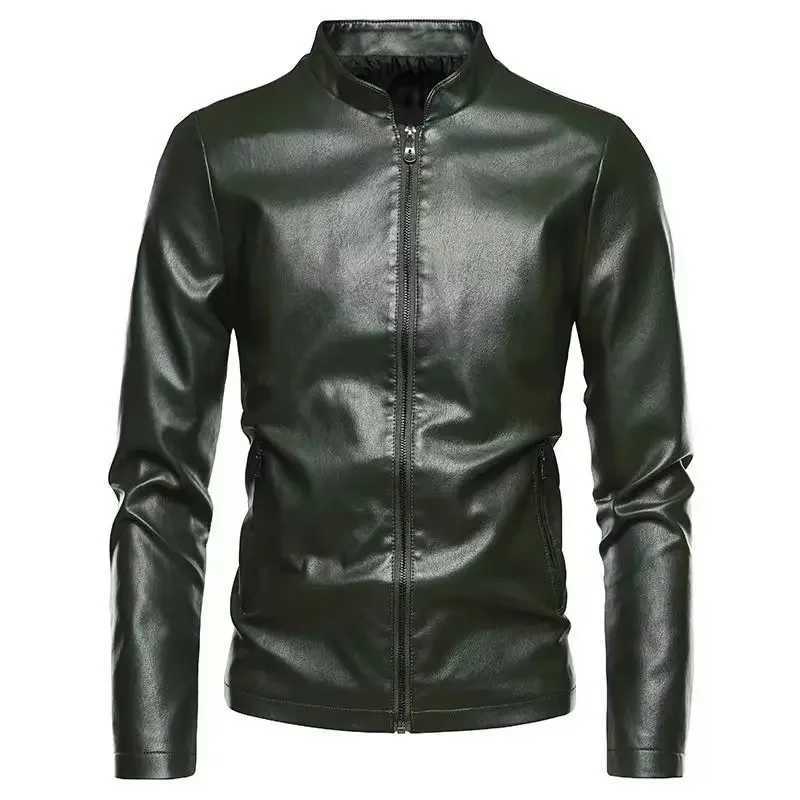 Men Leather Jackets Autumn New Mens Korean Style Slim Collar PU Leather JacketX240913