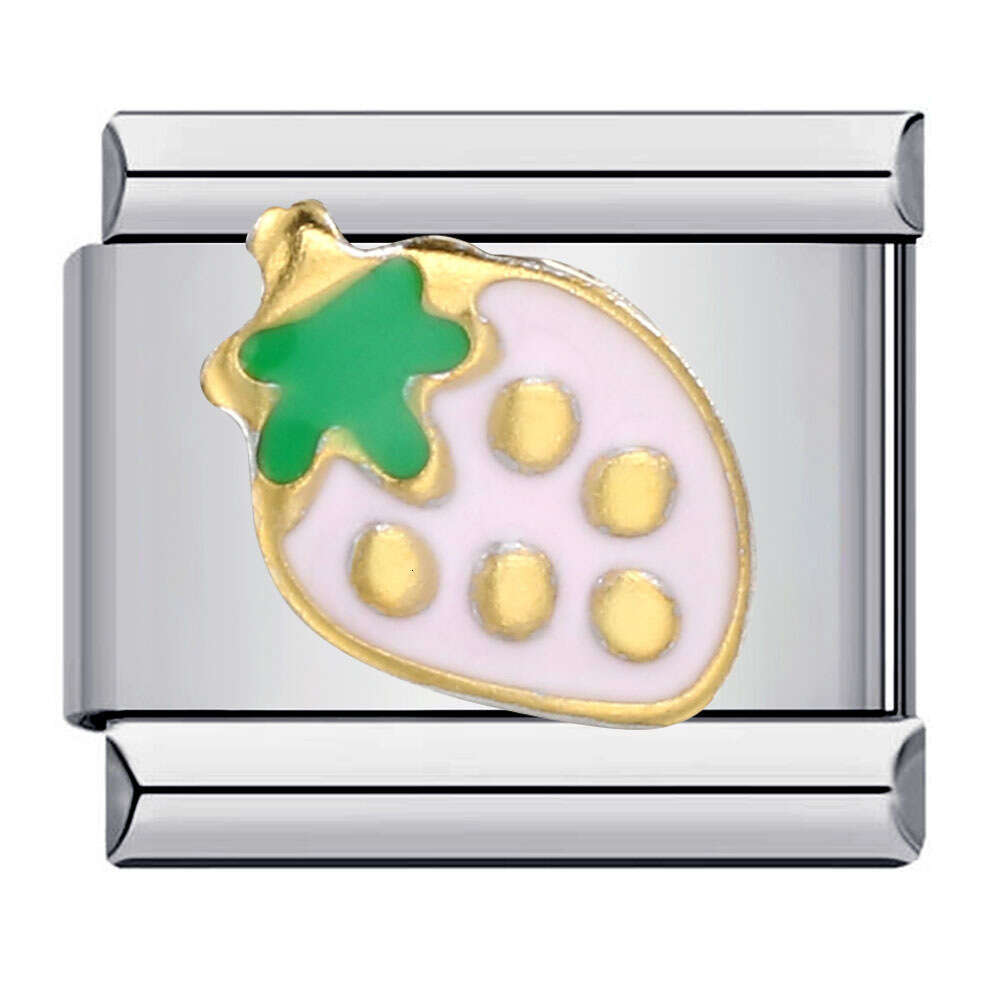 Summer Colorful Vegetable Fruit Series Beads Enamel DIY Personalized Splicing Bracelet Italian Charm Link Stainless Steel Fit 9mm Bracelet Jewelry DIY