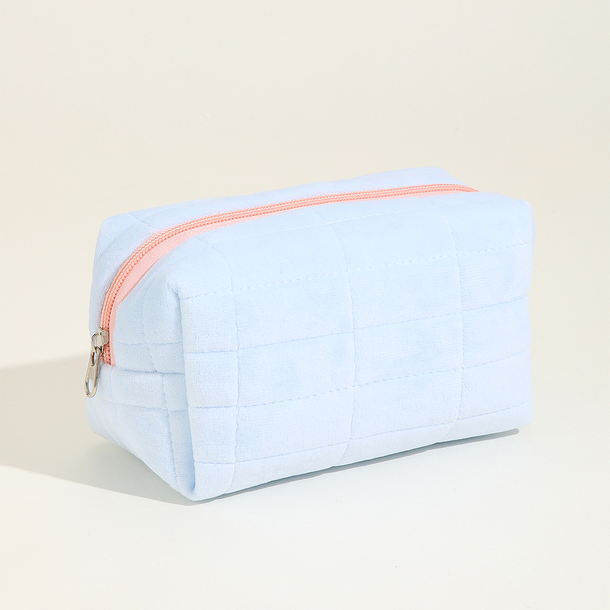 Makeup bag Solid color makeup bag travel storage bag portable large capacity checkered stitching cute and high beauty pillow bag pencil case