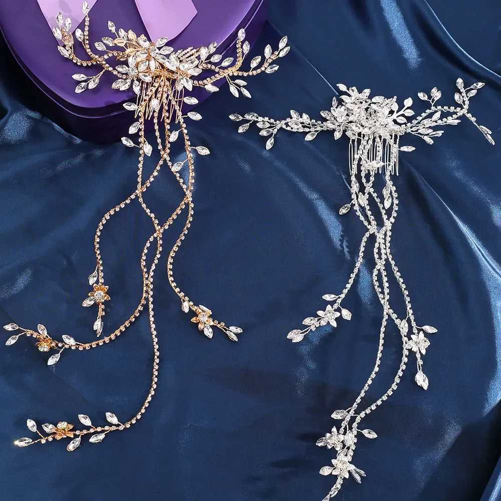 Wedding Hair Comb Accessories Crystal Pearl Hair Belt Wedding Bridal Hair Ornament Jewelry Bride Long Headdress HeadbandsX240913