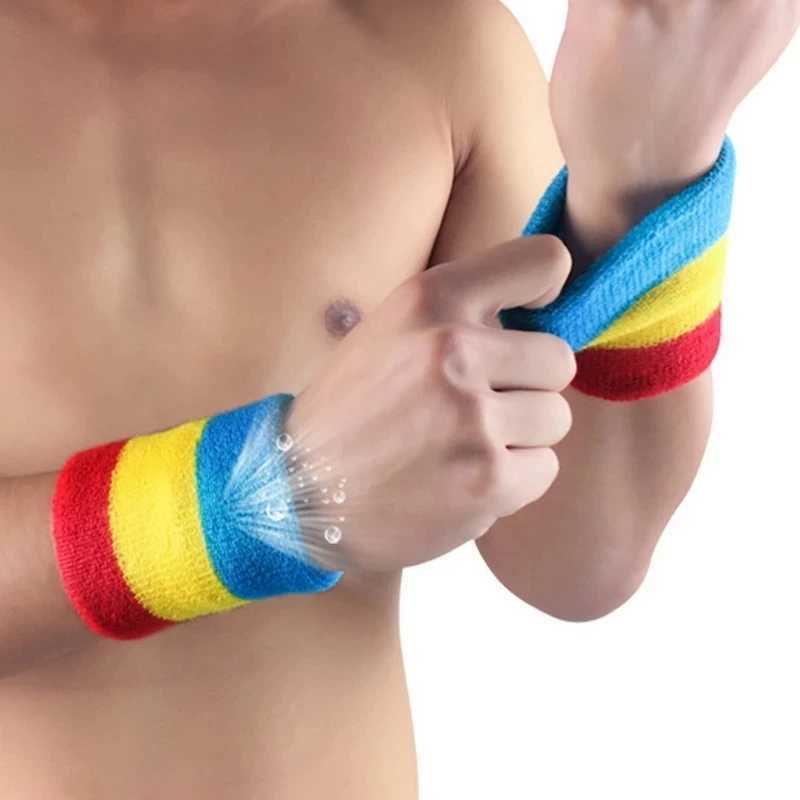 Wrist Support 1 Piece Basketball Sports Bracelet Striped Towel Bracelet Sweat Belt Badminton Board Tennis Wrist Carpal Tunnel Support Belt z240913