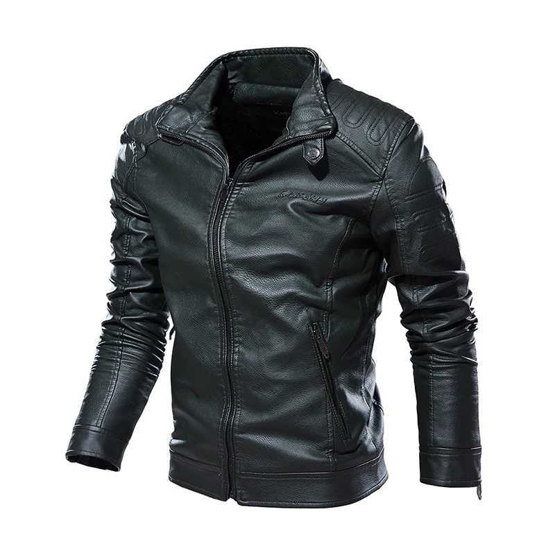 Winter Mens PU Leather Jacket Fashion Men Retro Punk Motorcycle Jackets Casual Men Fleece Warm Faux Leather Jackets ClothingX240913