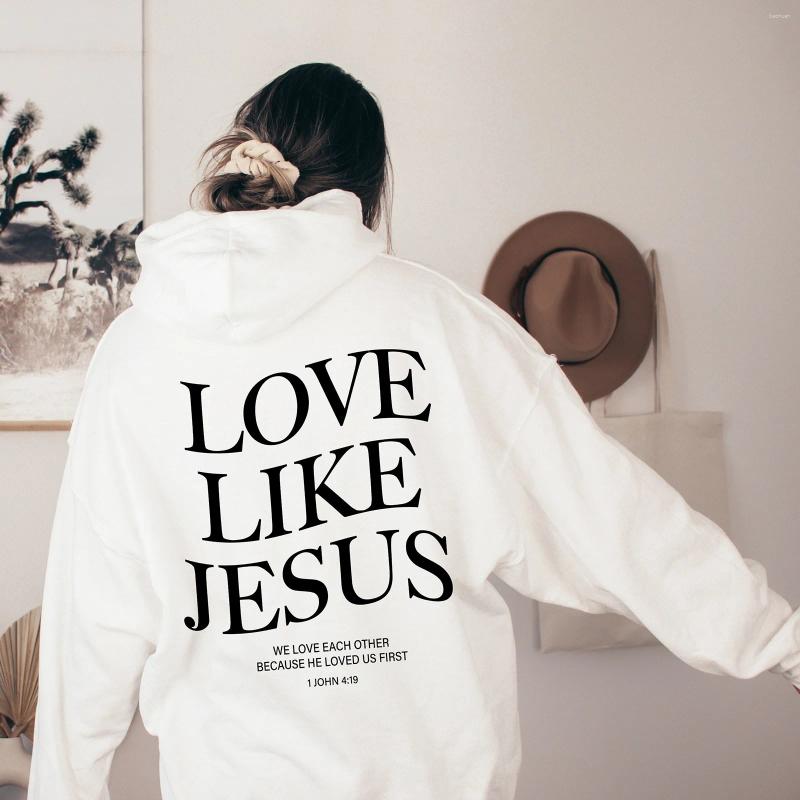 Women's Hoodies Love Like Jesus Oversized Graphic Hoodie Women Hip Hop Vintage Hooded Sweatshirts Pullover Tops For Casual Aesthetic Top