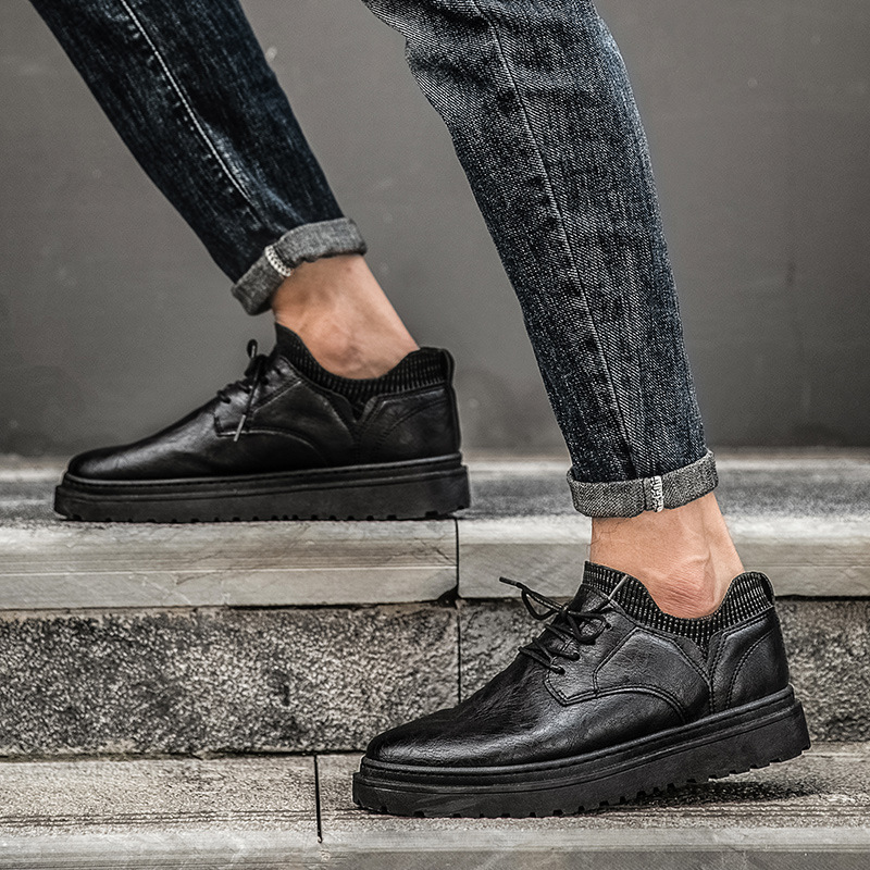 Genuine Autumn Men Business Casual Office Formal Natural Leather Shoes Man Dad Flats k09 dc46