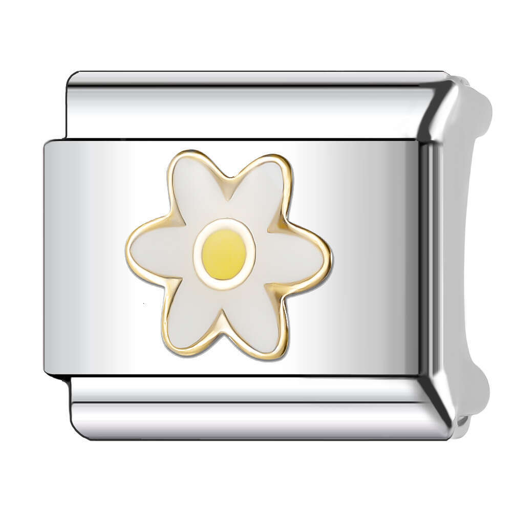 New Women's Gift flower and heart Bead Italian Charms Links Bangle Beads Fit 9mm Stainless Steel Bracelet Making DIY For Women Fashion Jewelry