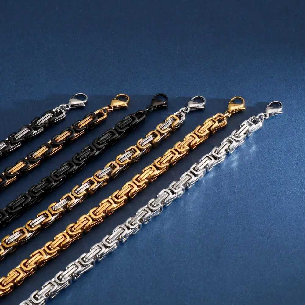 New Trend 4/5/6/8mm Width Royal Box Chain Necklace For Men Male Stainless Steel Long Necklace Personalise Jewelry Boyfriend GiftX240913