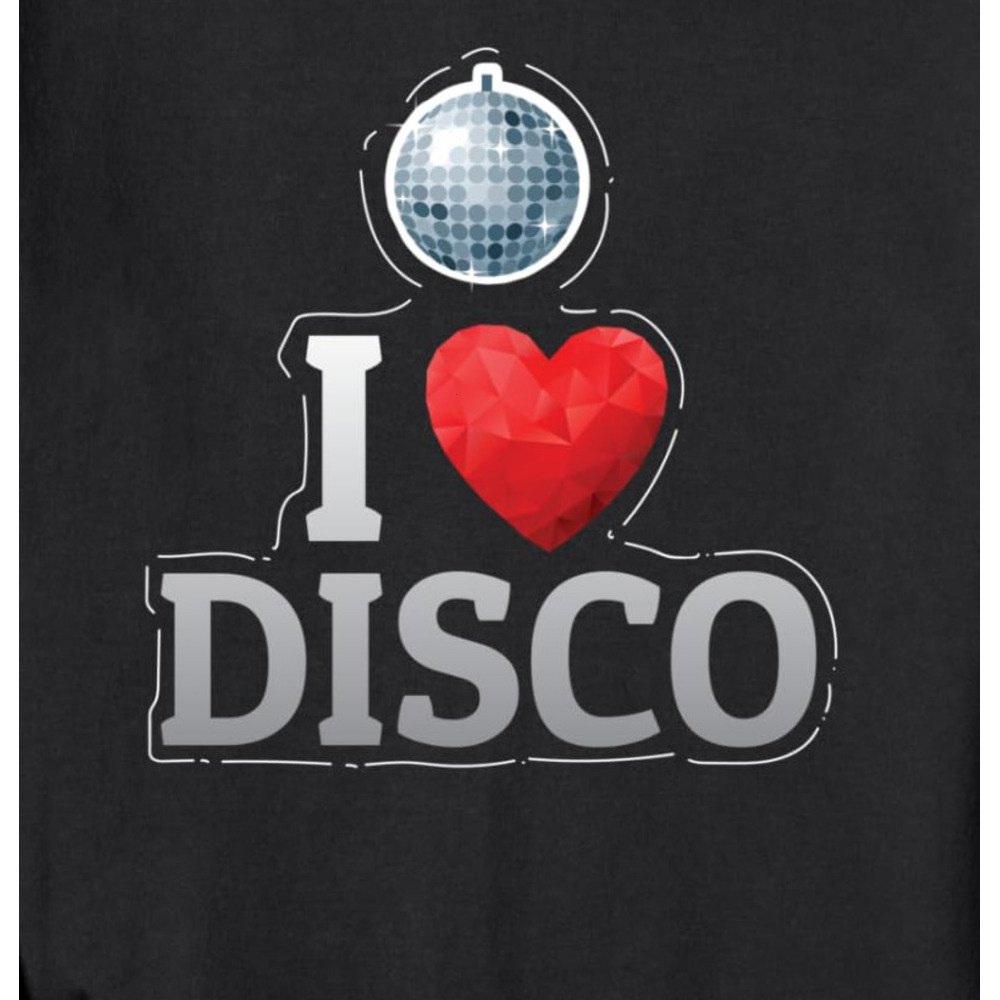 Long Sleeve Shirts for Men sweatshirt I Love Disco with Silver Cool Mirror Ball Heart Gift Sweatshirt T shirt Tee Streetwear Casual tops clothes
