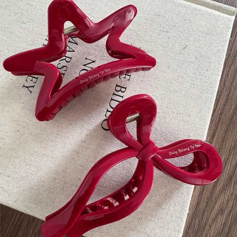 French Red Collection! Large Grip Letters Gold Label Back Head Updo Shark Clip Hair Accessories Headwear Hairpin Hair ClawX2409