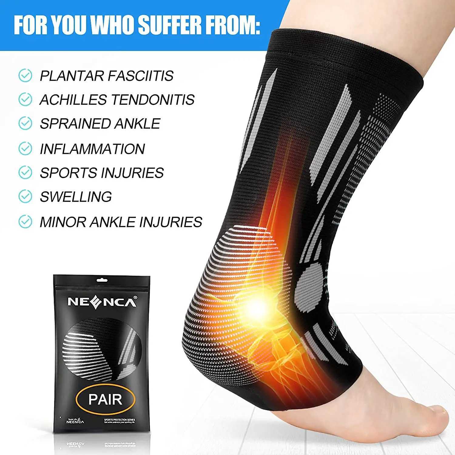 Ankle Brace Compression Sleeve Support for Achilles Tendonitis Plantar Fasciitis Joint Pain Swelling Heel Spurs Injury Recovery Y240913