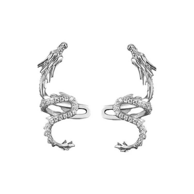1 Pcs 925 Sterling Silver No-piecing Zircon Dragon Clip Earring For Women Girl Ear Cuff Jewelry Brincos Bijoux FemmeX240913