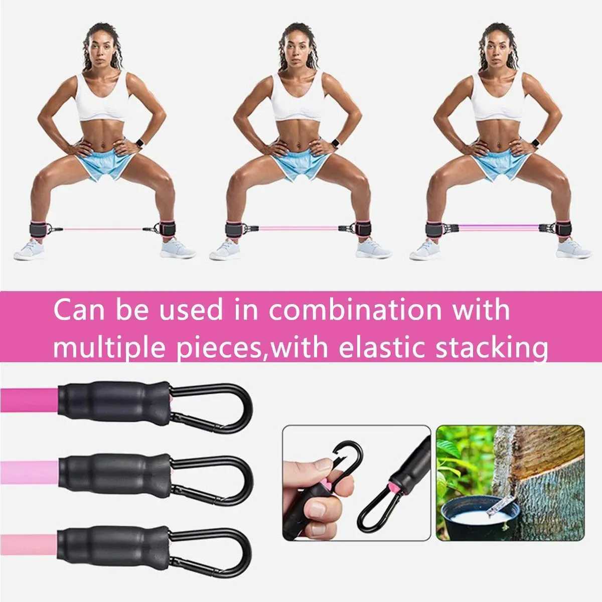 Ankle Straps TPE Resistance Rope Set Ankle Support Cuffs For Gym Cable Machines Fitness Yoga Pilates Crossfit Women Weight Sport Y240913