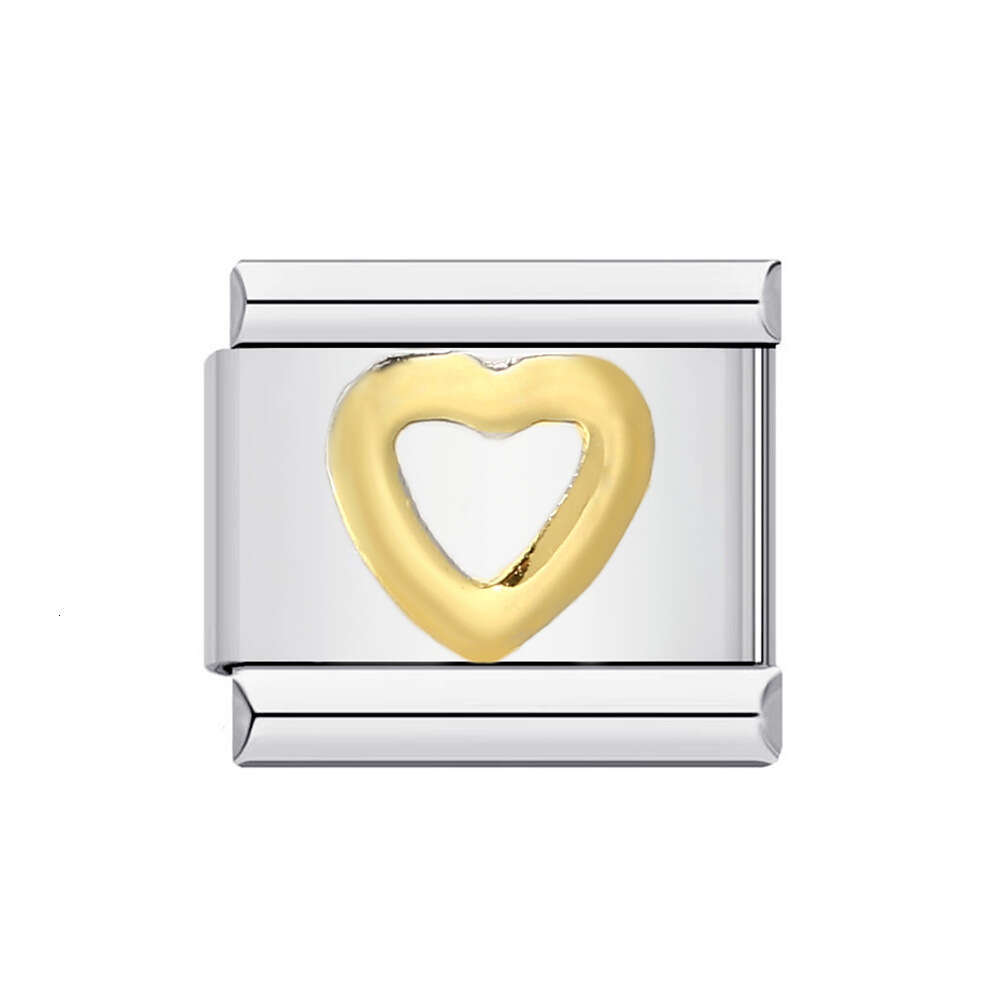 Titanium Gold-Plated Stamping Pattern Enamel DIY Bead Bracelet Italian Charm Links Stainless Steel Fit 9Mm Jewelry Making Gifts