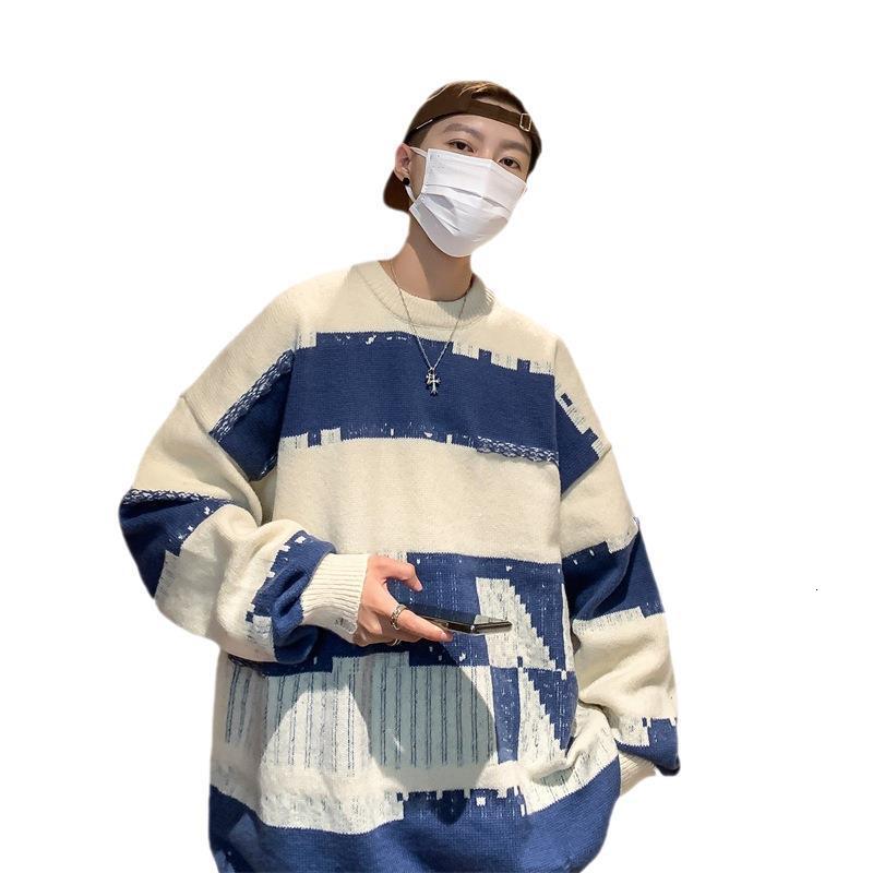 Men Sweaters Sweater Japanese Lazy Retro Mens Autumn Winter Vintage Coat Trendy Brand Knitted Sweater Mens crew neck sweater